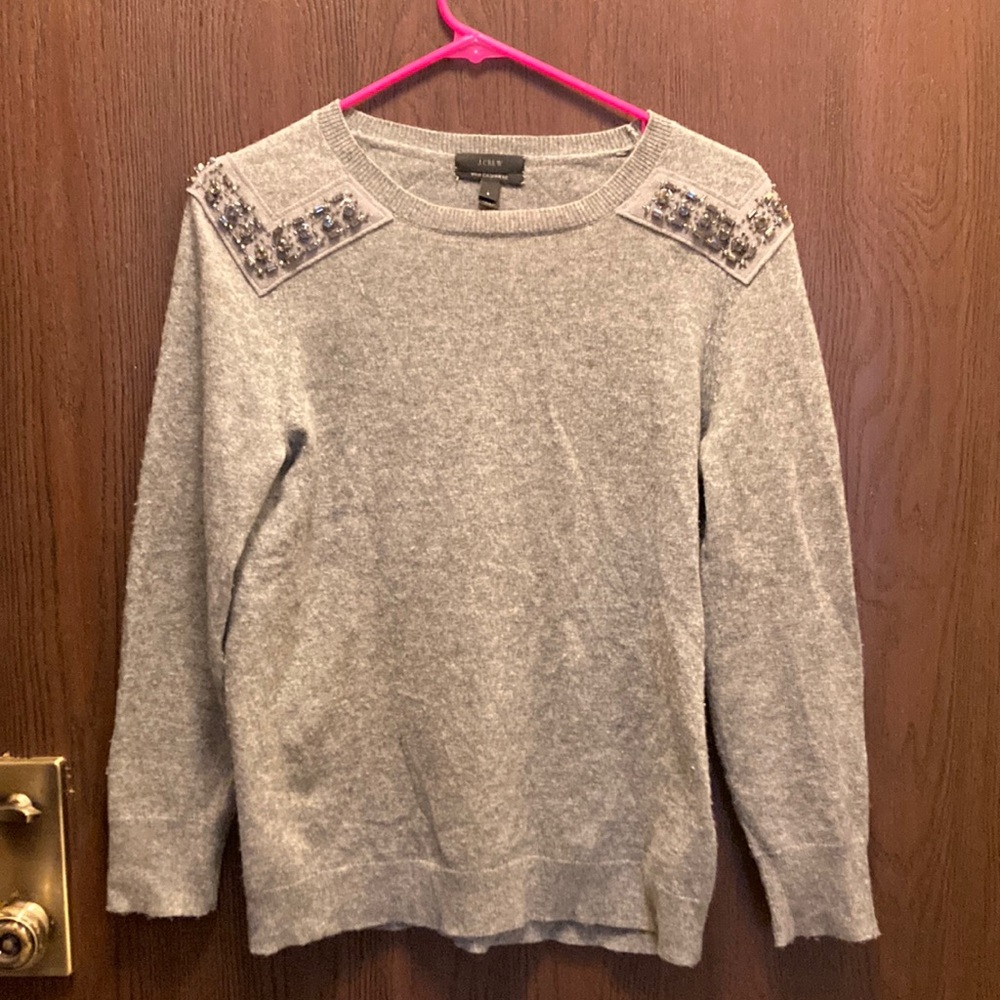 J crew S top beaded with cashmere